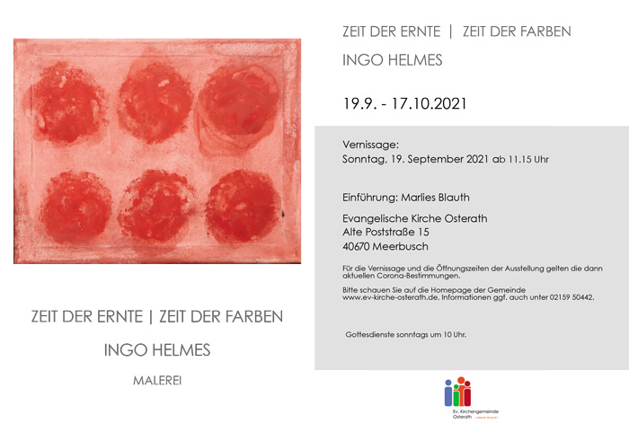 Ausstellung KUNST IN DER APSIS in der evangelischen Kirche Meerbusch-Osterath vom 19.09. bis 17.10.2021
